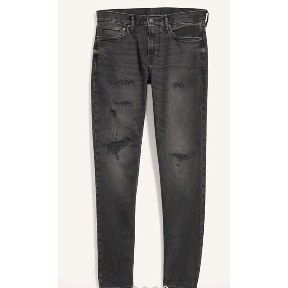 NWT Men's Old Navy Slim Built-in Flex Ripped Black Jeans Size 28x30